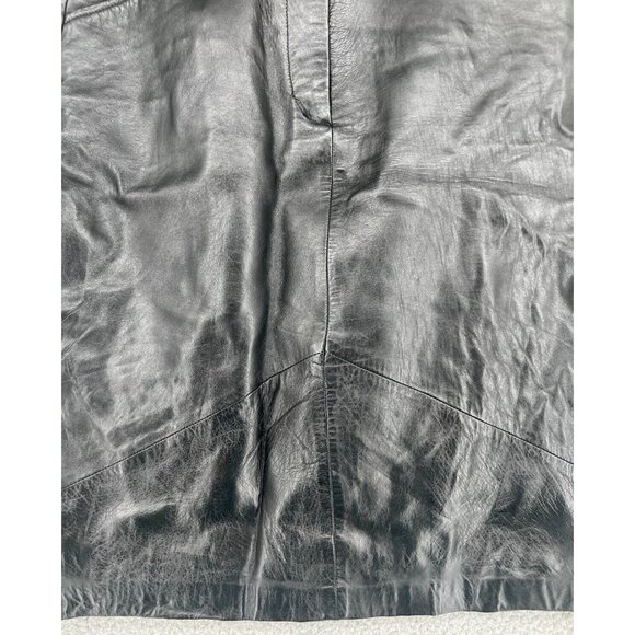 Vintage Preston & York Black 100% Leather Maxi Skirt Size 12 - Picture 3 of 9